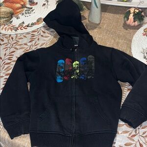Tony Hawk Black Zip Up Hoodie with Multicolor Skateboard Graphic Design sz XL 7X